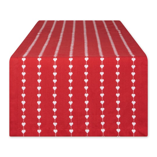 DII® 108" White Hearts Dobby Table Runner